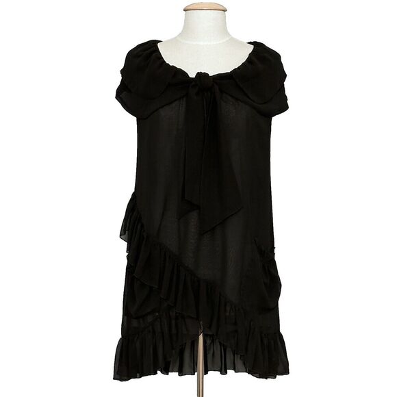 Holy Codi Studio Womens Dress M Black Sheer Flowy Mini Fairy Grunge Whimsigoth - Picture 1 of 15